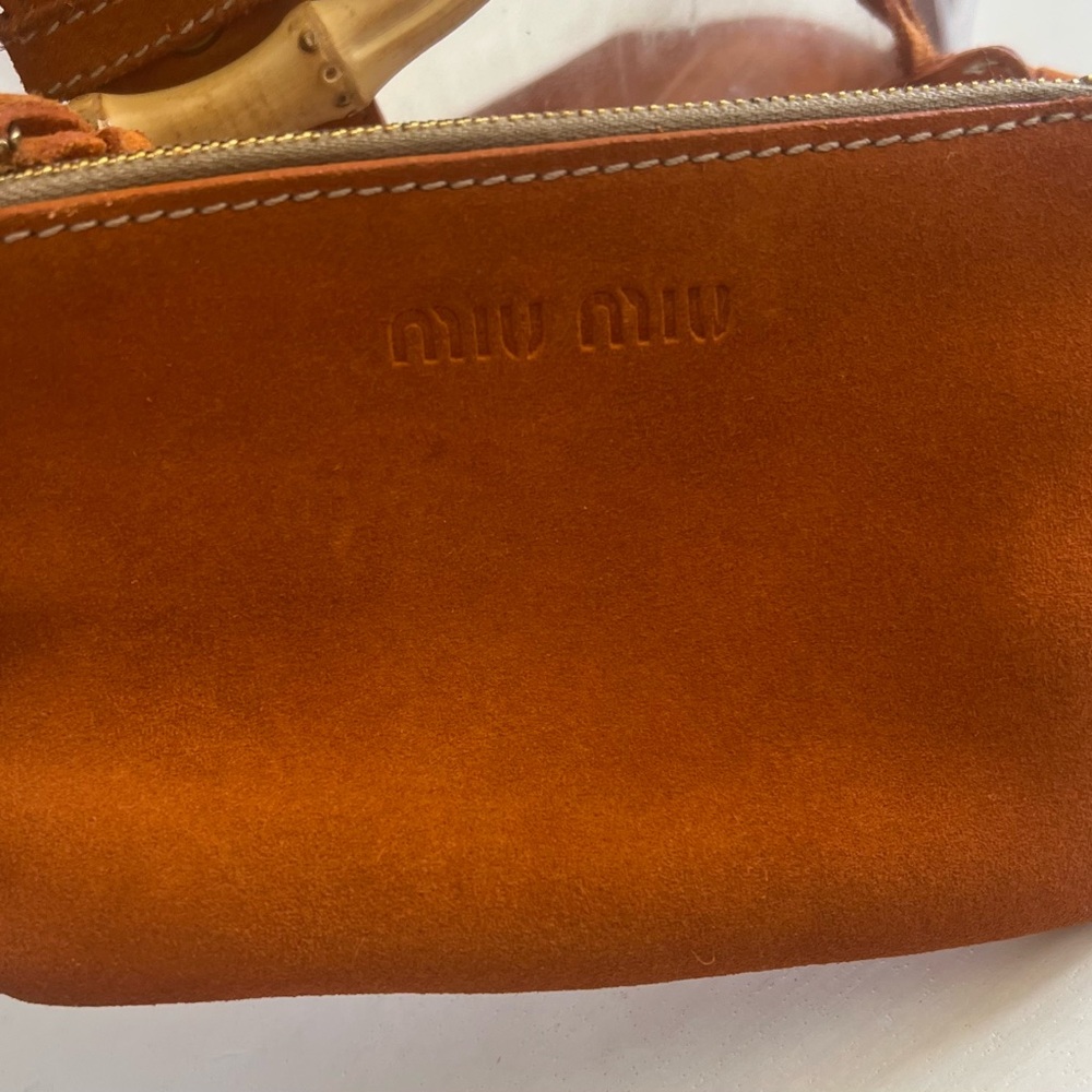 Miu Miu Clear PVC Tote with Orange Suede Trim and Bamboo Handles - Picture 10 of 14
